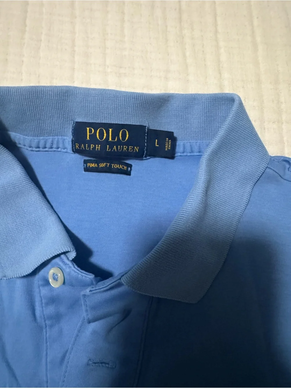 Ralph Lauren Men's Sky Blue Polo with Contrast Collar